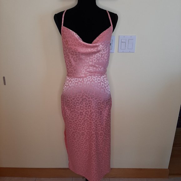 NWT!  Unique Bodycon D&M Barbie Pink Cheetah Slip Dress - Picture 3 of 10